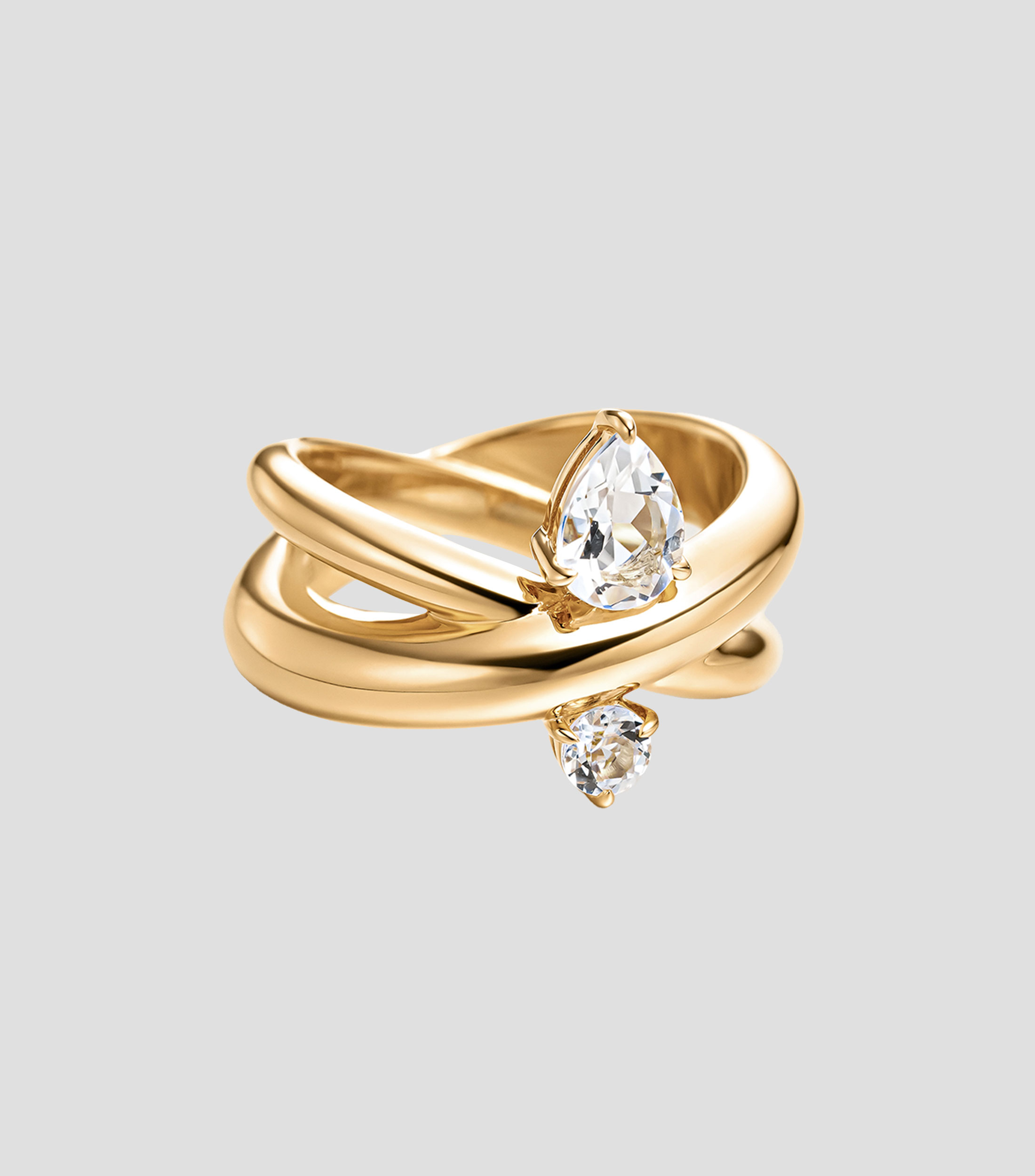 Anillo en Plata .925 cruzado con topacio y cuarzo Mujer